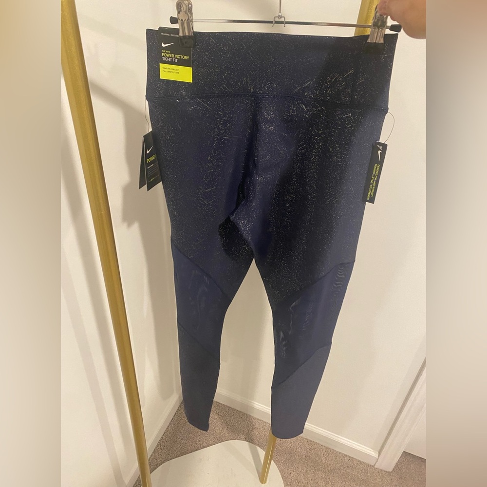 Nike navy blue and gold speckled leggings